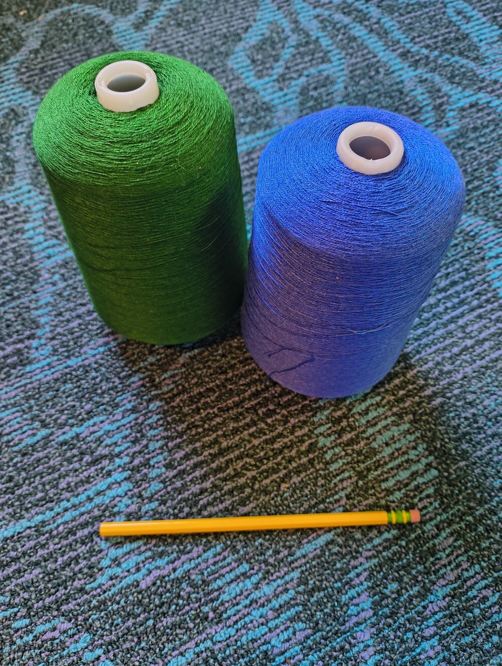 Blue and Green Thread Spools - Vibrant Sewing Supplies